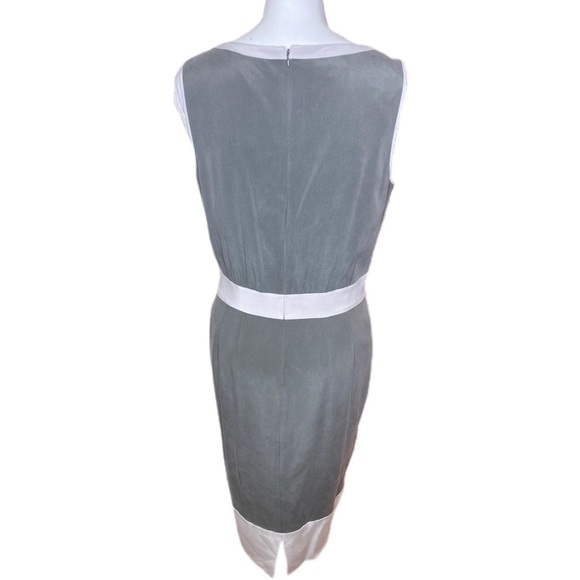 Lafayette 148 Silk Gray & Cream Color-block Dress - Picture 3 of 7